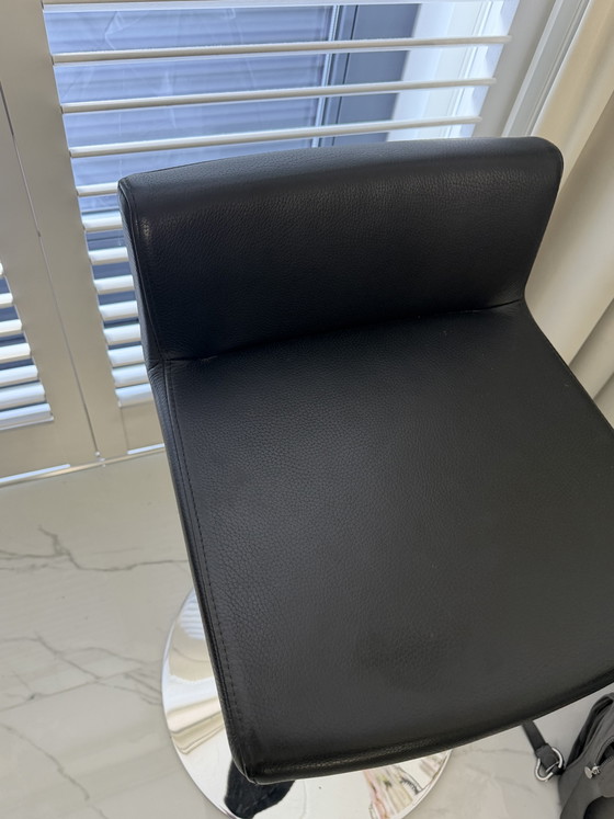 Rolf Benz Barhocker – Schwarzes Leder, höhenverstellbar – Leather, Metal (photo 5 of 5)