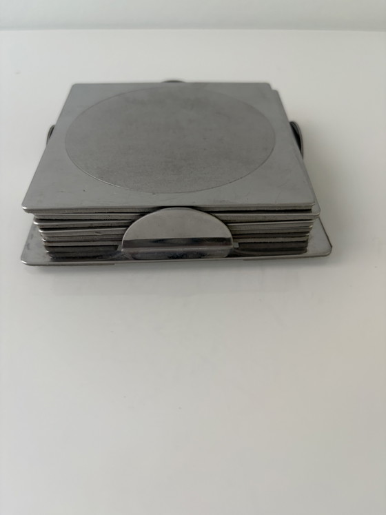 Ikea Groggy coasters (6 pieces) in holder – IKEA Vintage Design Classics, Table accessories, rvs (photo 13 of 14)