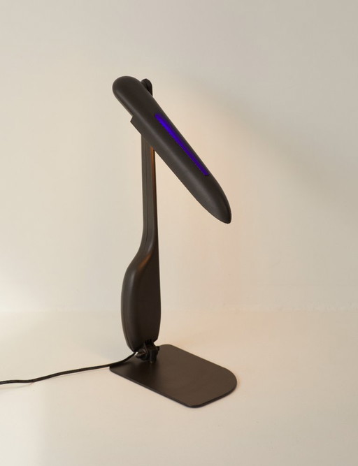 Lampada postmoderna nera vintage disegnata da Philippe Michel, circa 1980