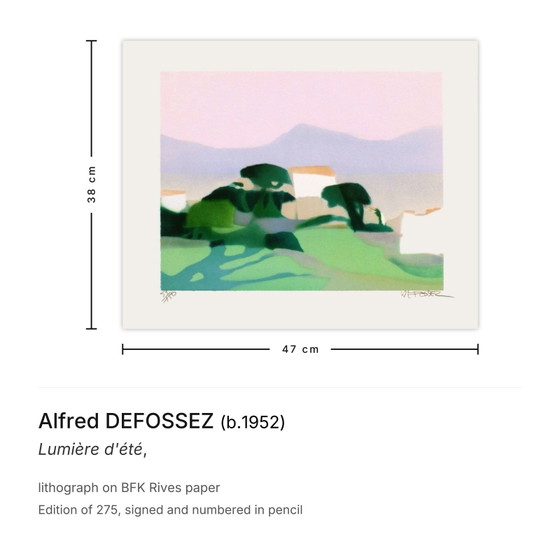 Image 1 of Alfred DEFOSSEZ, Luce d'estate, litografia firmata