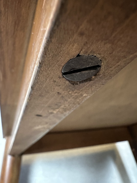 Image 1 of Vintage (hoog) bijzettafel / plantentafel op wielen