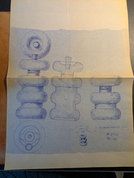 Raro studio di design di Jens Harald Quistgaard (IHQ) del 1969 - Trasferimento di carbonio originale