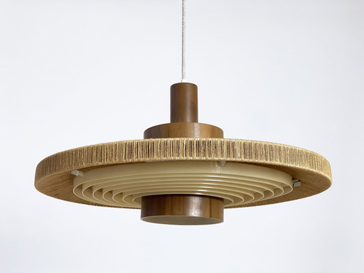 Raffia & notenhouten design hanglamp Temde Swiss