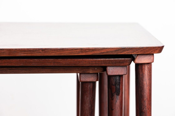 Image 1 of Drei dänische Satztische aus Palisanderholz von Mobelintersia, 1960.