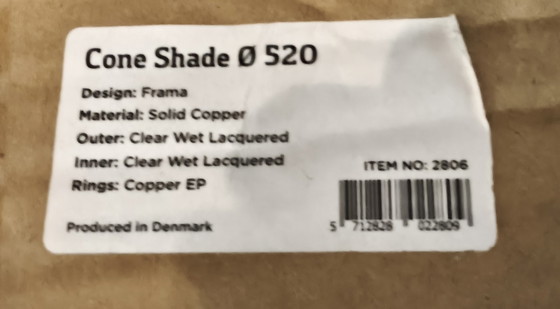 Image 1 of Suspension Frama à abat-jour conique en cuivre