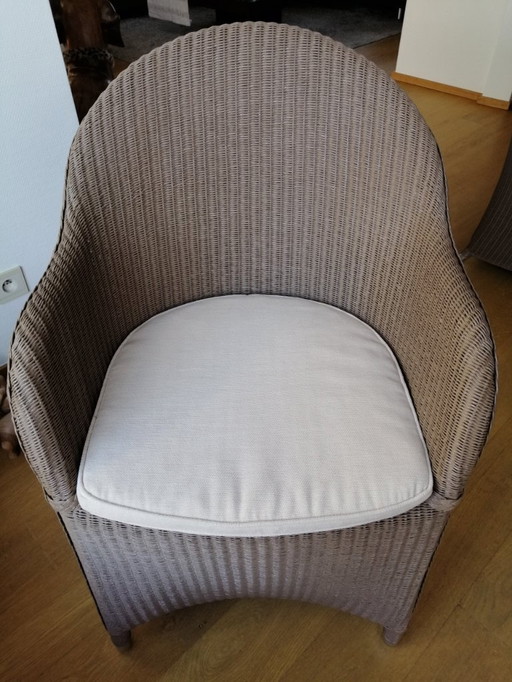 6 sedie da pranzo (da giardino) Vincent Sheppard Lloyd Loom con cuscini bianco sporco