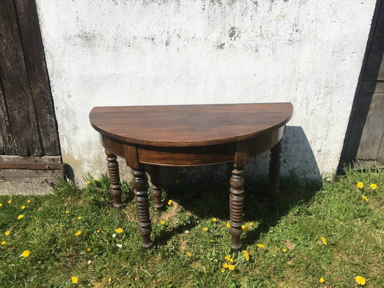 Console half moon beech and walnut (photo 4 of 4)