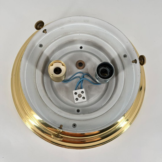 Vintage Art Deco/Bauhaus ceiling lamp – opal glass – 2x E27 – Mid Century – Ceiling lights, Metal (photo 4 of 13)