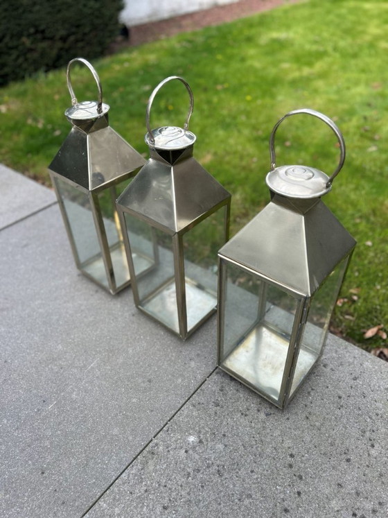 Image 1 of Metal lantern with glass – handmade