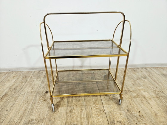 Desserte pliante Mid-Century Modern en laiton et verre acrylique nervuré, années 1960 – Brass (photo 6 of 17)