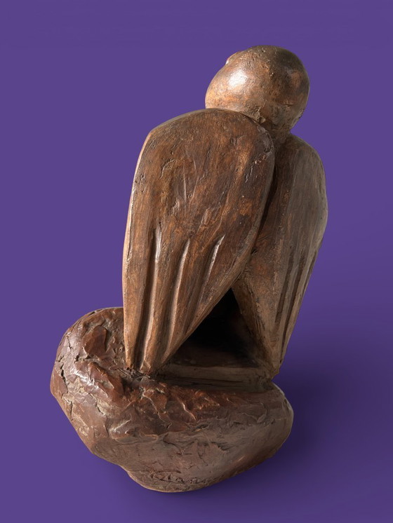 Image 1 of Expressief terracotta beeld van Belgisch kunstenares Anne Canneel