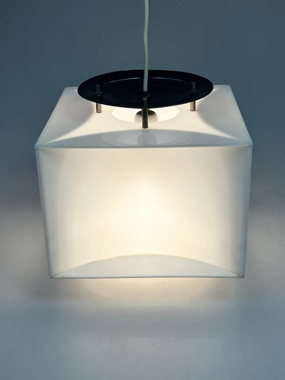 Suspension Cube Blanc Vintage, Space Age, Années 1970 – Métal, Plastique (photo 12 of 18)