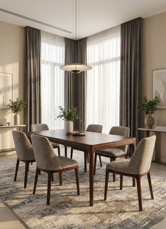 Image 1 of Ensemble de 6 chaises de salle à manger scandinaves, granola et sucre brun