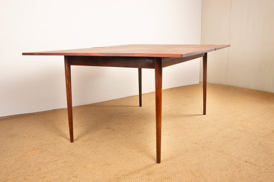 Image 1 of Tavolo da pranzo danese allungabile in palissandro e ottone di Poul Volther per Frem Møbelfabrik 1960.