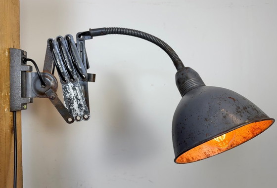 Image 1 of Grey Industrial Scissor Wall Lamp from Elektroinstala, 1960s