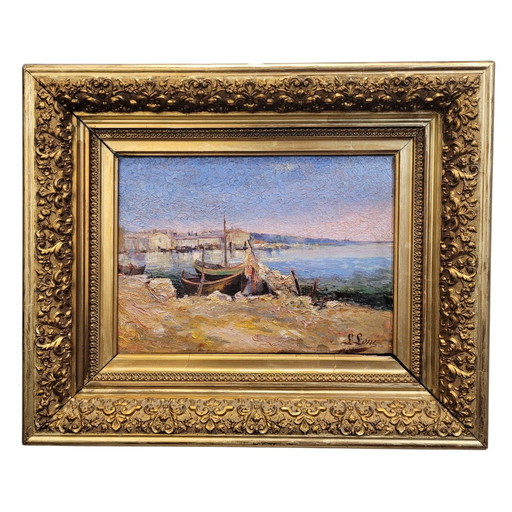 Óleo Sobre Tabla “Marina”, Escuela Francesa, Siglo XIX/XX – Francia
