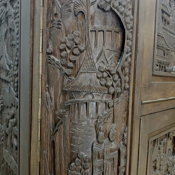 Vintage Teak Houten Thaise / Aziatische Barkkast / Drankkast / Bohemian Toog / Barmeubel (Houtsnijwerk) (photo 9 of 15)
