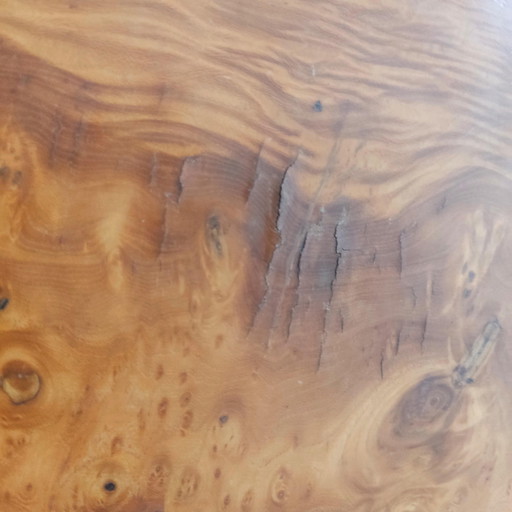 Table basse bois de loupe -Italie 1970