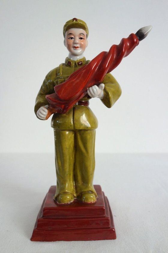 Image 1 of Chinese Porcelain Biscuit Soldier Figurine Statue - Cultural Revolution #3