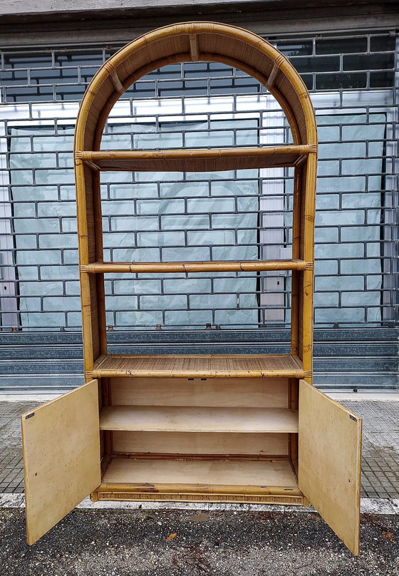 Credenza libreria vintage anni '70 in bambù e rafia – Credenze con vetrina (photo 2 of 10)