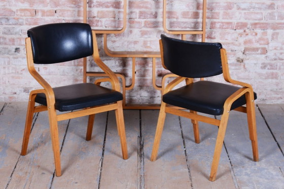 Set of Eight Restored Mid-Century Chairs, by Ludvik Volak, Maple, Czech, 1960s – Dining chairs, Wood, Skai (photo 17 of 20)