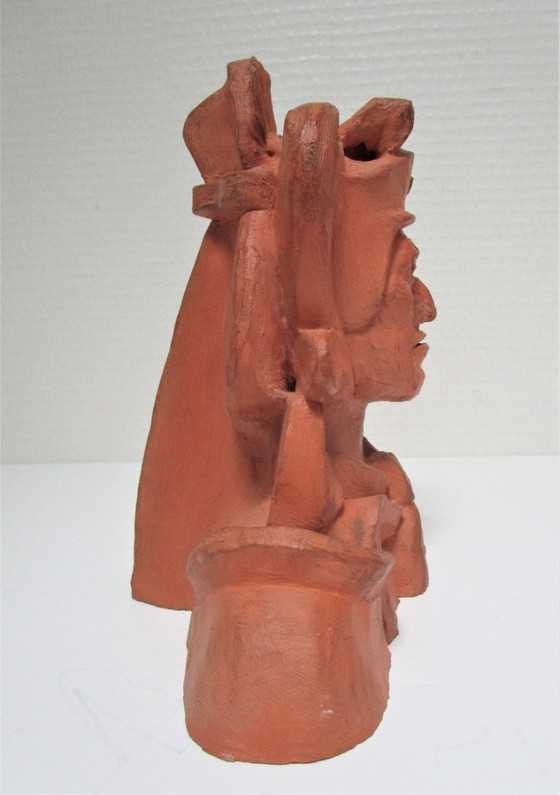 Image 1 of Amerindian face candlestick by Mario Frascaroli