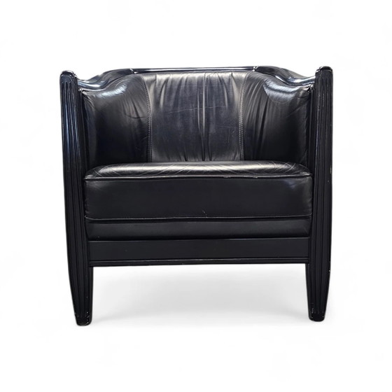 2 x fauteuil en cuir noir années 80 / style Art Déco / bon état – Leather, Art Deco (photo 9 of 19)