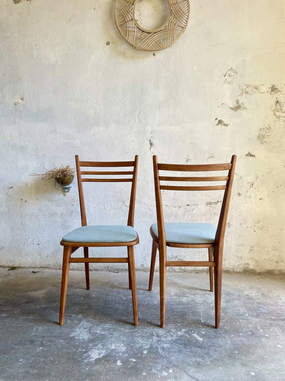 Image 1 of 4 chaises vintage scandinave bois - années 60/70