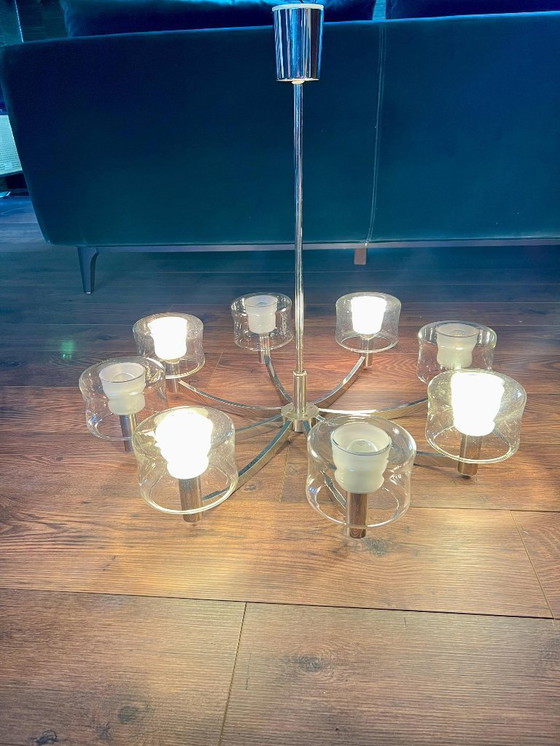 Image 1 of Araña Sputnik de la Era Espacial de los años 70 de diseño moderno con 8 brazos, atribuida a Emperor Idell, en perfecto estado