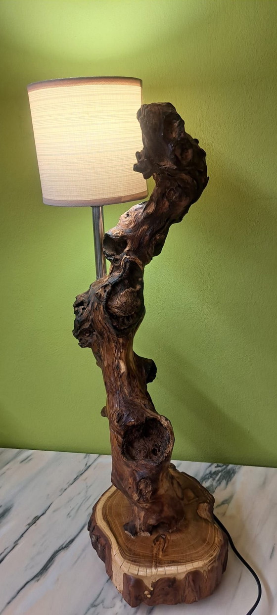 Lampe artisanale, Métal, Textile, Marron (photo 3 sur 12)