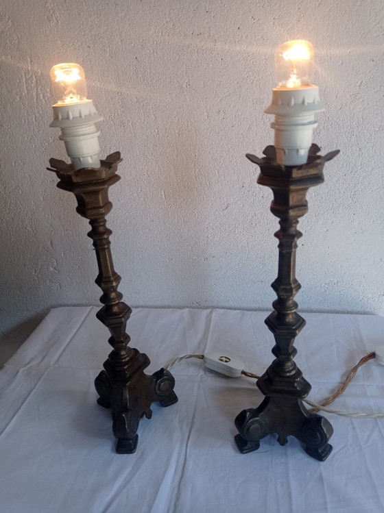 Lamps - Bronze - Transformed Candelabras – Table lamps, Textile (photo 25 of 38)