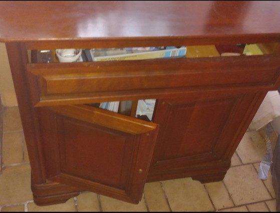 French solid cherry wood dining and living room furniture, Dining set, Metal, Textile, Brown (photo 6 of 11)