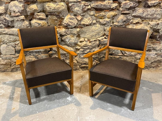 Image 1 of Paar gerestaureerde retro fauteuils in de stijl van Krásná Jizba, jaren 60