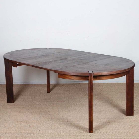 Image 1 of Ronde uitschuifbare houten eettafel geproduceerd door Monopoly, 1970