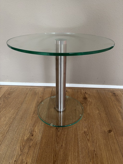 Vintage Runder Glas Beistelltisch Helderr