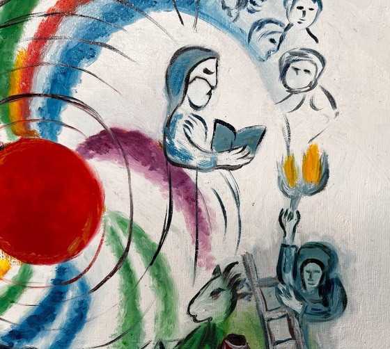 Image 1 of Marc Chagall - La Création de l'Homme - Oil on canvas (rolled)