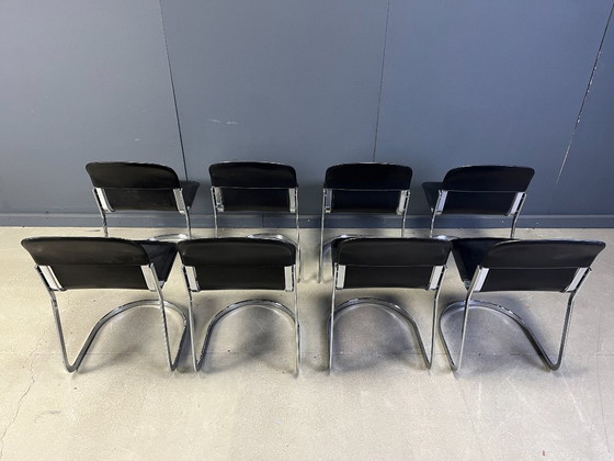 Image 1 of Vintage eetkamerstoelen van Willy Rizzo voor Cidue, set van 8, jaren 70