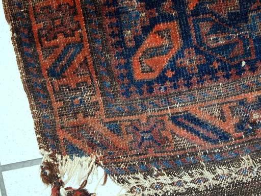 Sac afghan baloutche ancien de collection, fait main, 74 cm x 79 cm (2,4' x 2,6'), années 1880 - 1C446