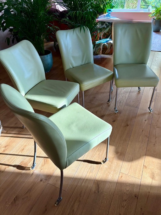 Bert Plantagie Leather Green Dining Room Chairs/Wheels – eetkamerstoelen (photo 2 of 5)