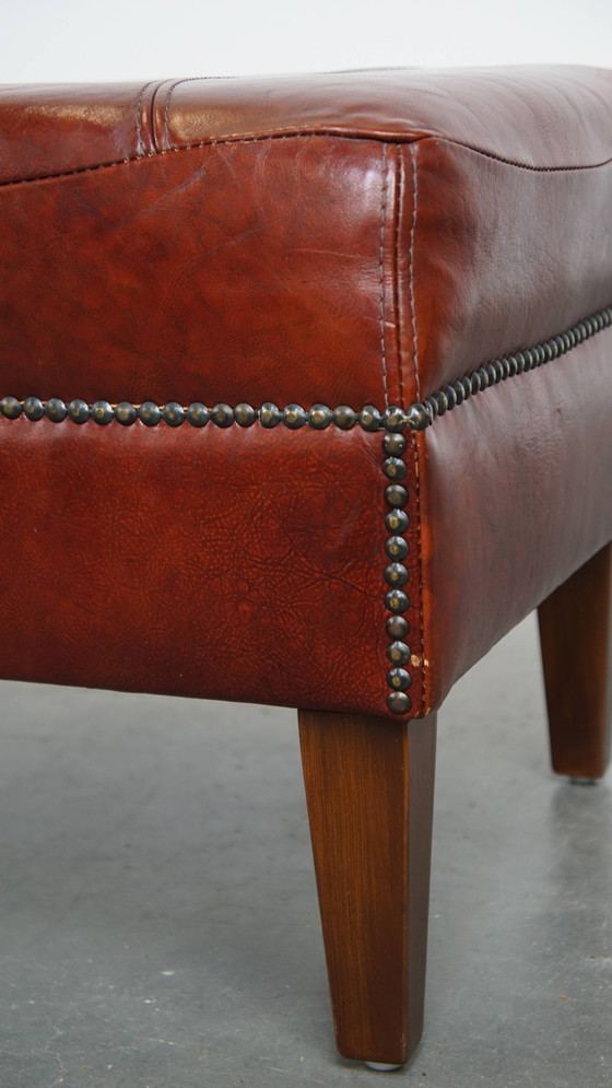 Image 1 of Cognacfarbener Hocker aus Rindsleder