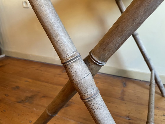 Image 1 of Sfeervolle Klaptafel Bijzettafel Faux Bamboe Frans