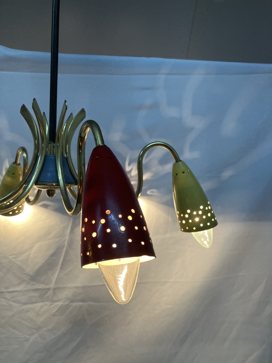 Image 1 of Vintage spider sputnik space age 50s ceiling lamp.