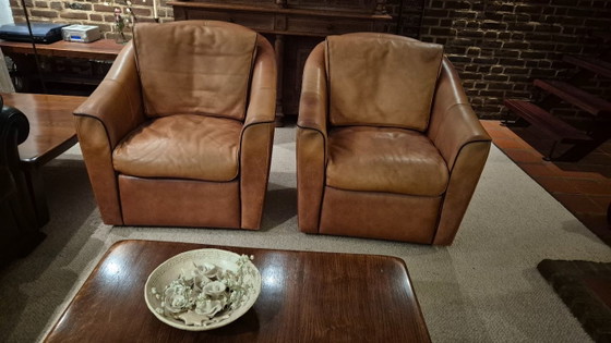 Set van 2 vintage clubstoelen van cognacbruin leer – Cuoietto Leather – Kok Wooninrichting Amersfoort (photo 3 of 19)