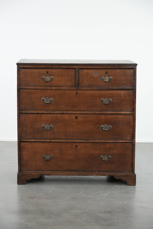 Engelse antieke eikenhouten ladekast/commode uit eind 18e eeuw