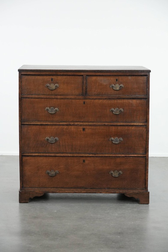 Image 1 of Engelse antieke eikenhouten ladekast/commode uit eind 18e eeuw