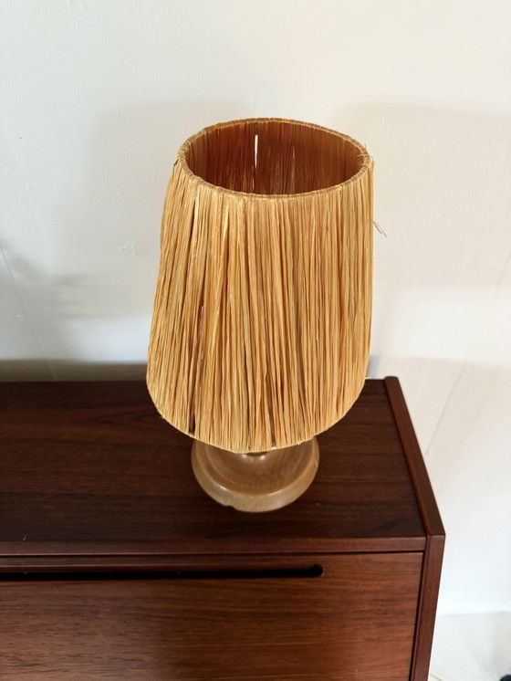 Image 1 of Lampe de table vintage en raphia des années 60