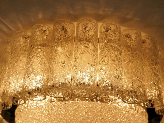 Plafonnier vintage Doria en verre glacé, style années 1960, avec 32 tubes en verre. – Metal (photo 7 of 13)