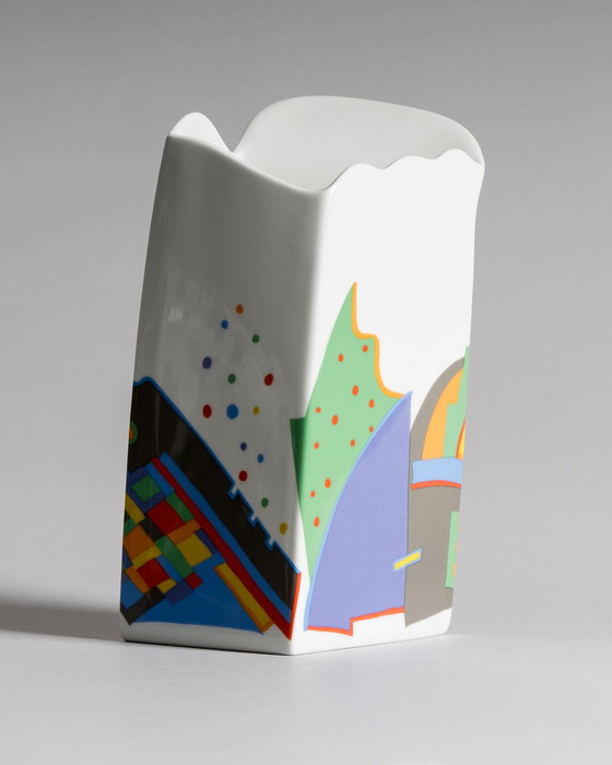 Image 1 of Rare Large Memphis‑Style Porcelain Vase by Barbara Brenner for Rosenthal, Thomas Atelier Collection, 1980s