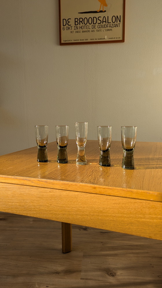 Image 1 of Set di 4 bicchieri vintage Holmegaard grigio fumo + 1 Ulla Uno Westerberg