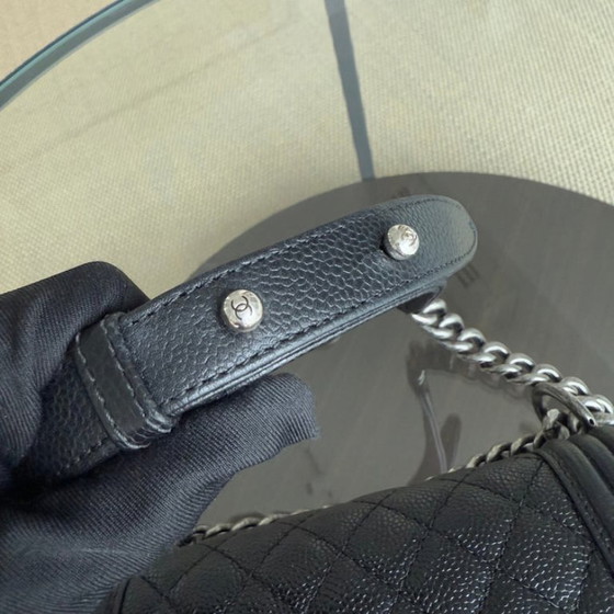 Image 1 of Chanel Boy Small - Caviar 20CM Quilted Black Ruthenium Silver Hardware Series 23